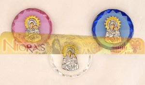 Silver Plated Theotokos Icon on Crystal F