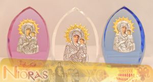 Silver Plated Theotokos Icon on Crystal D