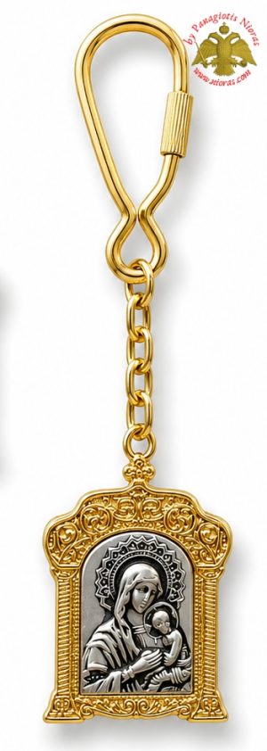 Orthodox Church Style Key Ring with the Icon of Theotokos Panagia