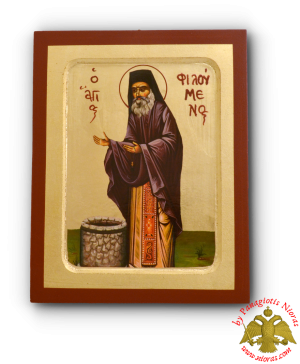 Άγιος Φιλούμενος Ξυλινη Βυζαντινη Εικονα