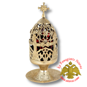 Cross Standing Oil Candle Brass 22cm