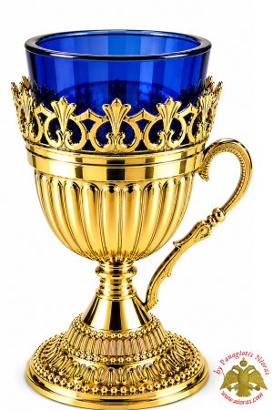Metal Orthodox Vigil Oil Candle With Artistic Handle Brass