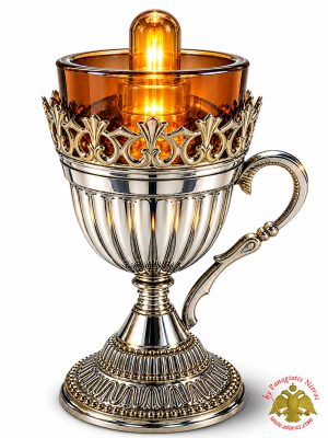 Metal Oil Candle With Artistic Handle Electric Nickel