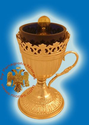 Μεταλλικο Ηλεκτρικό Κανδήλι με Χεράκι Επίχρυσο