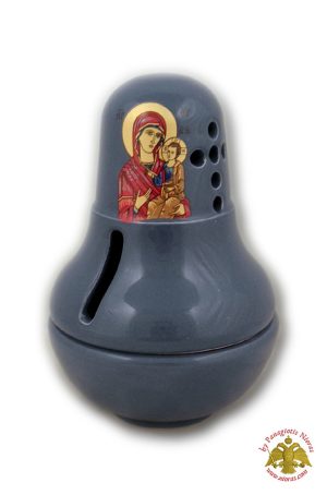 Ceramic Oil Candle Design F Blue 10x14cm