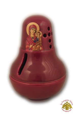 Ceramic Oil Candle Design F Burqundy 10x14cm