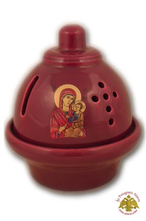 Ceramic Oil Candle Design G Burqundy 13x14cm