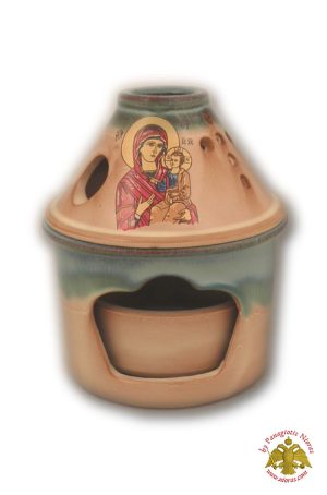 Ceramic Oil Candle Design H Turquoise 10x12cm