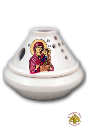 Ceramic Orthodox Oil Candle Simantro White 11x8.5cm