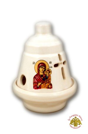 Ceramic Oil Candle Design J White 10x12cm