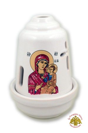 Kεραμικό Κανδήλι Σχέδιο Κ Λευκό 10χ14εκ