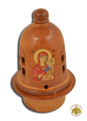 Ceramic Orthodox Traditional Theomitor Dome Oil Candle Brown 11x18cm