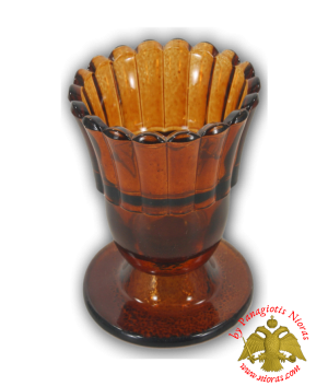 Glass Vigil Oil Candle with Standing Base Amber 9x11cm