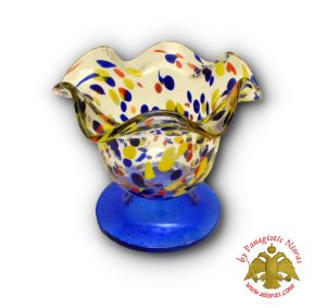 Blown Glass Vigil Oil Candle with Standing Base Clear 10x9cm