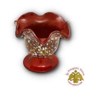 Blown Glass Vigil Oil Candle with Standing Base Red 10x9cm