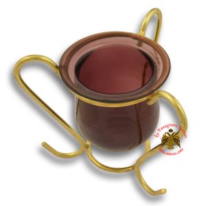 Metal Wire Base Vigil Oil Candle Burgundy Color Glass Cup