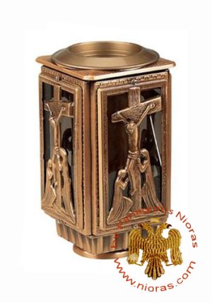 Cenotaph Metal Vase Crucifixion Design 27cm