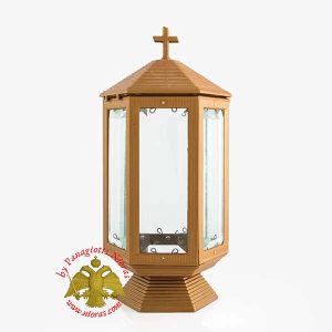 Memorial Cemetery Hexagon Alouminium Vigil Oil Candle Golden Crystal Glass