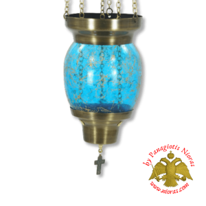 Κανδήλι Συρόμενο Εξάγωνο Φυσιτό Γαλάζιο