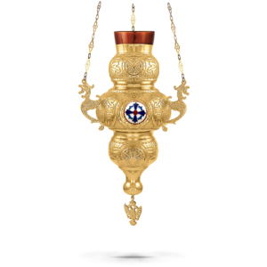 Orthodox Vigil Oil Candle Kerkiraiko N4 Gold Plated with Enamel