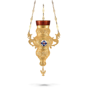 Orthodox Vigil Oil Candle Kerkyraiko N1 Gold Plated with Enamel