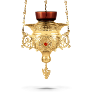 Orthodox Vigil Oil Candle Byzantine N4 Gold plated with Stones