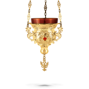 Orthodox Vigil Oil Candle Byzantine N1 Gold Plated With Stones