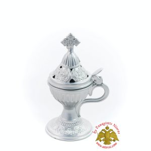 Ορθόδοξο Λιβανιστήρι Αλουμινίου Ασημί Χρώμα 17x7.5cm