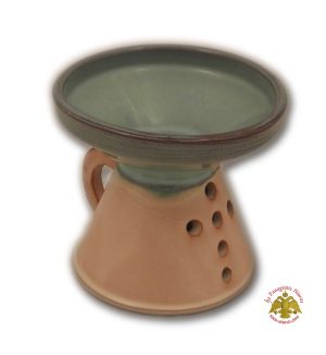 Orthodox Incense Burner Ceramic with Cross Brown Turquoise 8cm