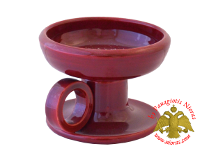 Orthodox Incense Burner Ceramic Simple With Handle Burgundy