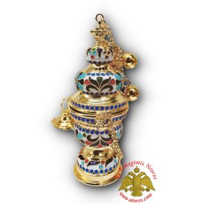 Athinaikon Style B Enamel Church Censer Gold Plated