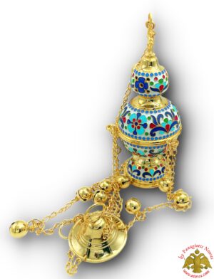 Russian Style Church Censer Gold Plated Enamel Style