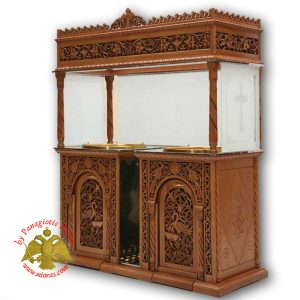 Orthodox Church Wood Carved Candelabra Double Candle Tray Ø 60cm With Vine Decorations