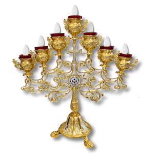 Holy Table Seven Branch Electric Lamp Candle Gold Plated 57x62cm