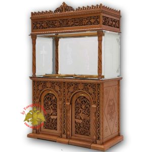 Orthodox Church Wood Carved Candelabra Double Candle Tray Ø 60cm With Vine Decorations