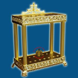 Orthodox Aluminum Candle Holder for 16 Church Lambadas with Columns 31x62x83cm