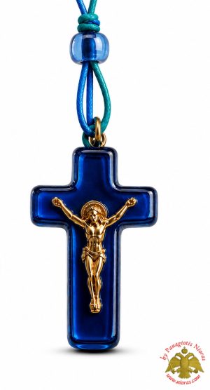 Orthodox Crosses From Glass Blue 4cm