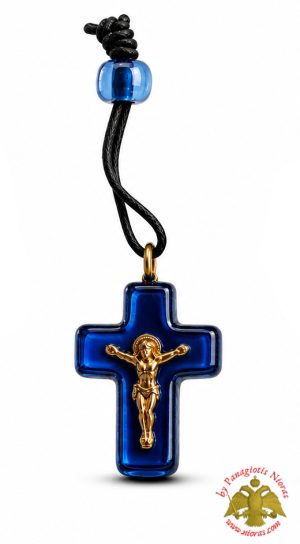 Orthodox Crosses From Glass Blue 3cm