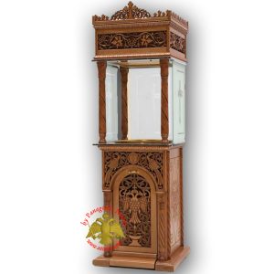 Orthodox Church Wood Carved Candelabra Single Candle Tray Ø 50cm With Vine Decorations