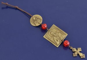 Orthodox Saint Titus Small Hanging Icon with Holy Virgin Mary Round Image