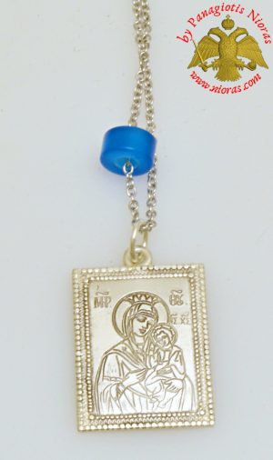 Φυλαχτό Ασημένιο Αυτοκινήτου Παραλληλόγραμο Παναγία Χαρακτή