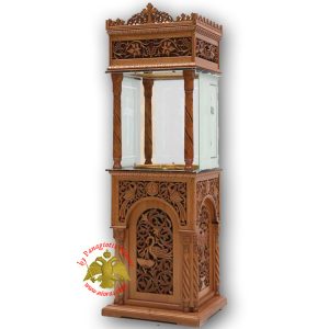 Orthodox Church Wood Carved Candelabra Single Candle Tray Ø 50cm With Vine Decorations