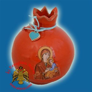 Ceramic Pomegranate Red Colour with Theotokos