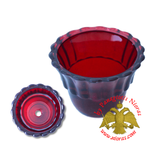 Replacement Oil Candle Votive Glass Cup Flower B' Red 10mm Hole (set of 2)