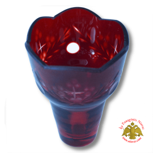 Romanian Orthodox Cross Carved Glass Cups Red