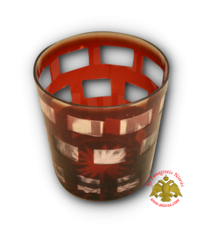 Romanian Orthodox Replacement Glass Cut Design Red Rectangular