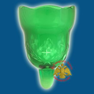 Κανδηλόκουπα Λουσέρνα Χαρακτή Σταυρός Πράσινο - Διάφανο