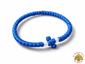 Orthodox Prayer Rope Waxed Blue With Cross