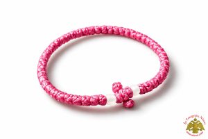 Orthodox Prayer Rope Waxed Pink With Cross