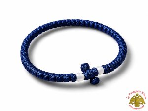 Orthodox Prayer Rope Waxed Marine Blue With Cross